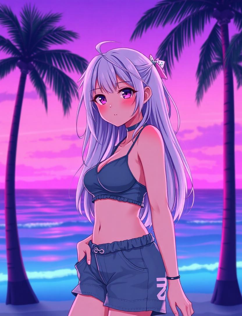 Nova, an Aniflow AI companion under neon palms