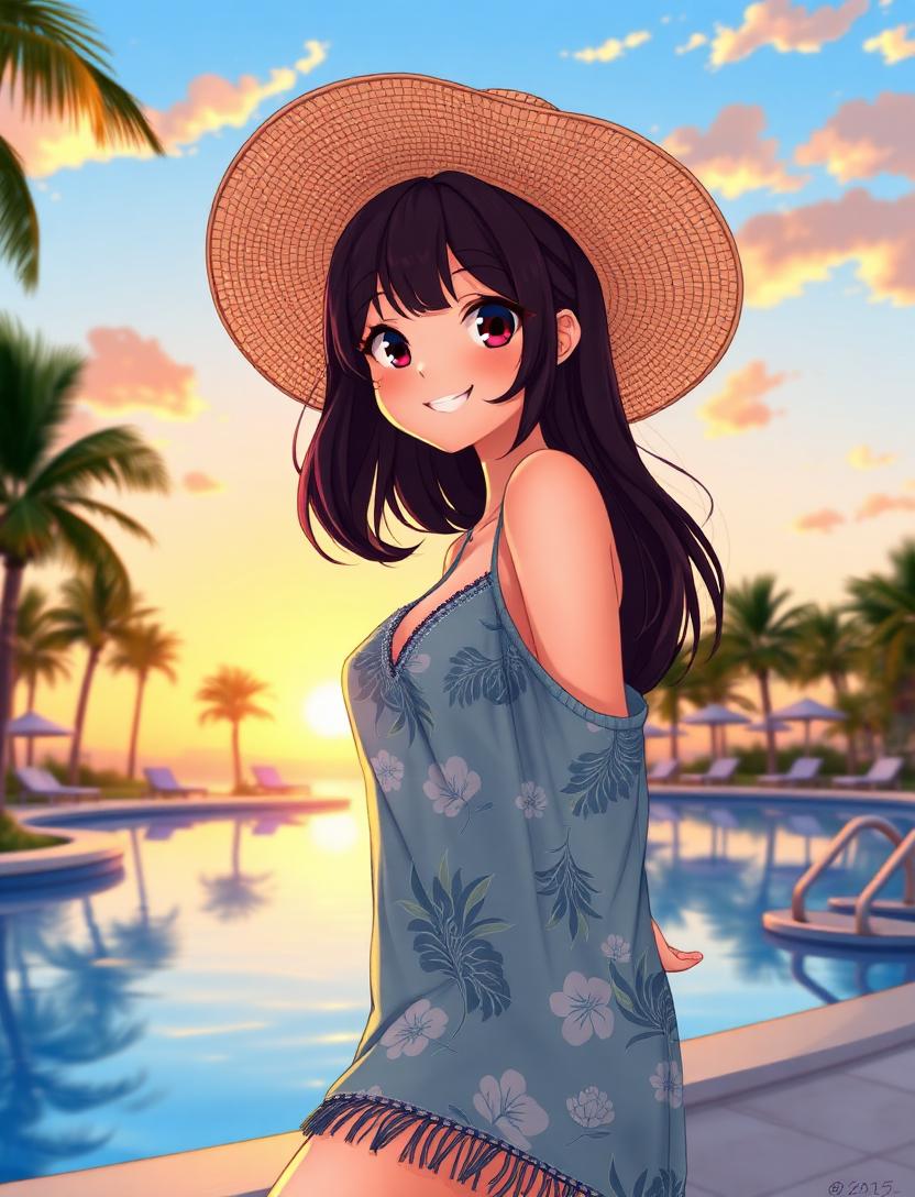Aniflow AI companion photo at a palm resort